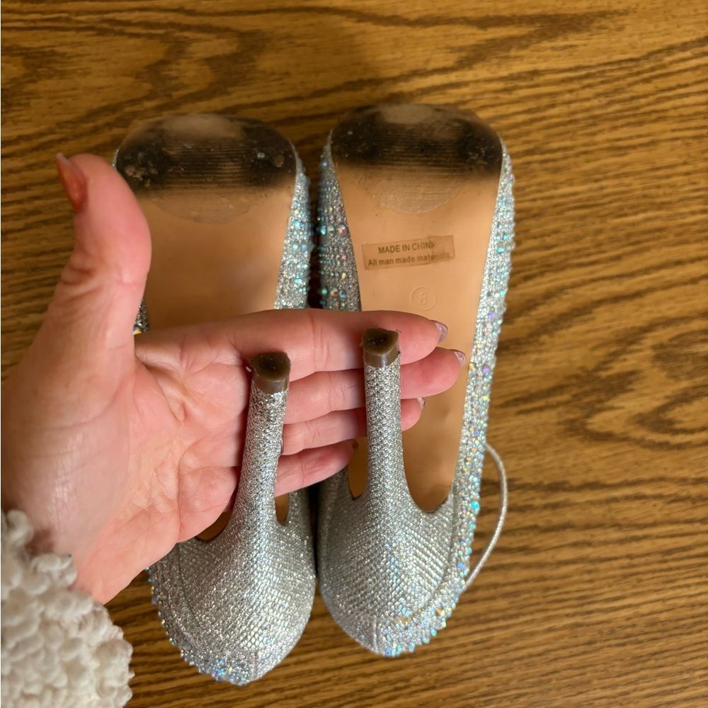 Elegant Silver Peep-Toe 5 inch Heels by Dreampairs - Picture 7 of 9